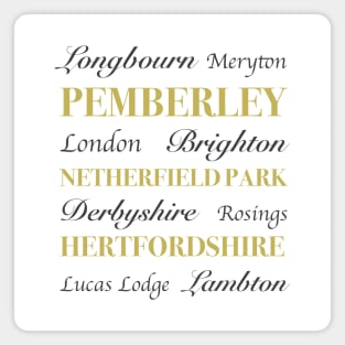 Pride and Prejudice Locations Magnet